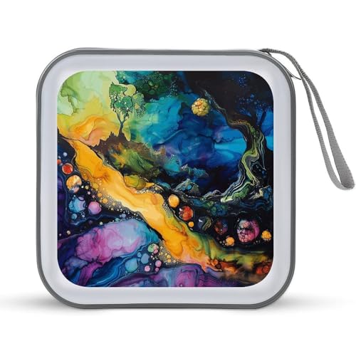 Image of QMNLKH CD Case 40 Capacity Hard Plastic DVD Case Holders Fruits And Rocks Disc Cases Torage Binder Wallet for Car Home Travel