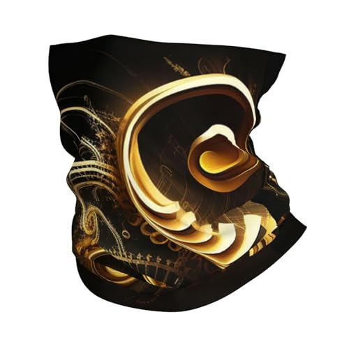 Pañuelo bandana pasamontañas con notas musicales doradas y piano, para cuello y rostro, unisex