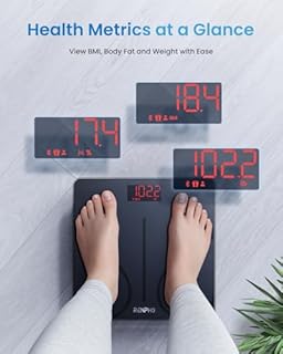 RENPHO Bilancia Pesapersone Digitale, Bilancia Impedenziometrica in Vetro Temperato, Fino a 180 kg, Bilancia Smart Dotata di 13 Misurazioni (BMI/Grasso corporeo/BMR/Muscoli), 28 cm, Elis 1