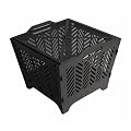 Four Seasons Courtyard 19" Steel Wood Burning Fire Pit Flat Square Outdoor Backyard Patio or Deck Fireplace with Spark Cover and Firewood Poker, Black
