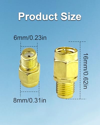Adaptador SMA Hembra a RP-SMA Macho 2-Pack miniatura 5