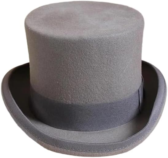 Wool Flat Top Hat For Adults Vintage Fedora Cap Gentleman Magician Dress Up Party Costume Accessory