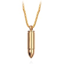 Minimalist Stainless Steel Bullet Pendant Necklace Locket Open Cylinder Bullet Necklace for Women Men Personalized Keepsake Buttel Necklace Jewelry