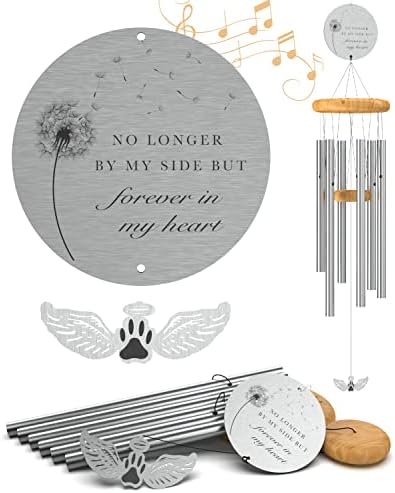 Pet Memorial Wind Chime for Dogs - Perfect Rainbow Bridge Pet Memorial Gifts, Pet Loss Gifts, Dog Memorial Gifts, Pet Sympathy Gifts for Dogs - 26” Metal Dog Memorial Wind Chime - Dog Memory Gifts