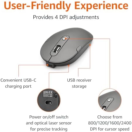 Amazon Basics Ultra Premium Wireless Keyboard and Mouse Combo, Rechargeable, Full-Size with Number Pad, Sleek Design, Plug and Play, Quiet Typing, 2.4GHz USB Receiver, Black — view 3