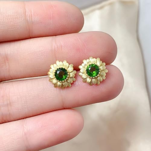 Boucles d'oreilles vert chrome diopside en argent sterling 925
