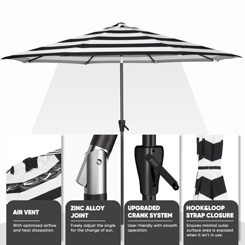 Image of Tempera Patio Market Outdoor Table Umbrella with Auto Tilt and Crank, Large Sun Umbrella with Sturdy Pole & Fade Resistant Canopy, Easy to Set