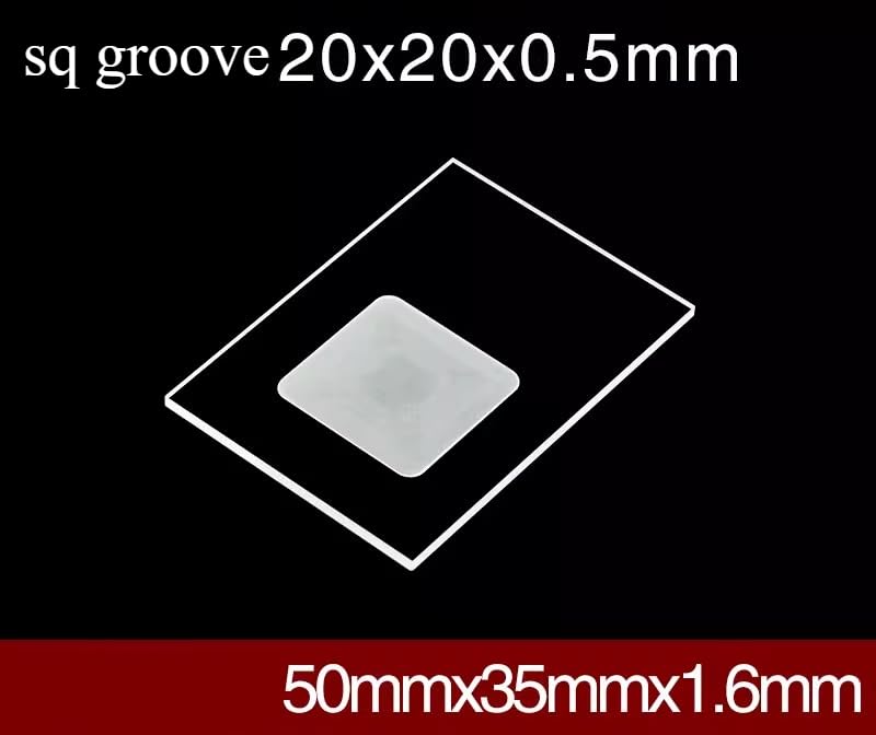 XRD Sample Holder with Groove, Compatible with Bruker Shimadzu Panalytical Rigaku Systems, Glass or Quartz Sample Slide for X-Ray Diffraction Testing (Rigaku50x35x1.6 sq groove20)