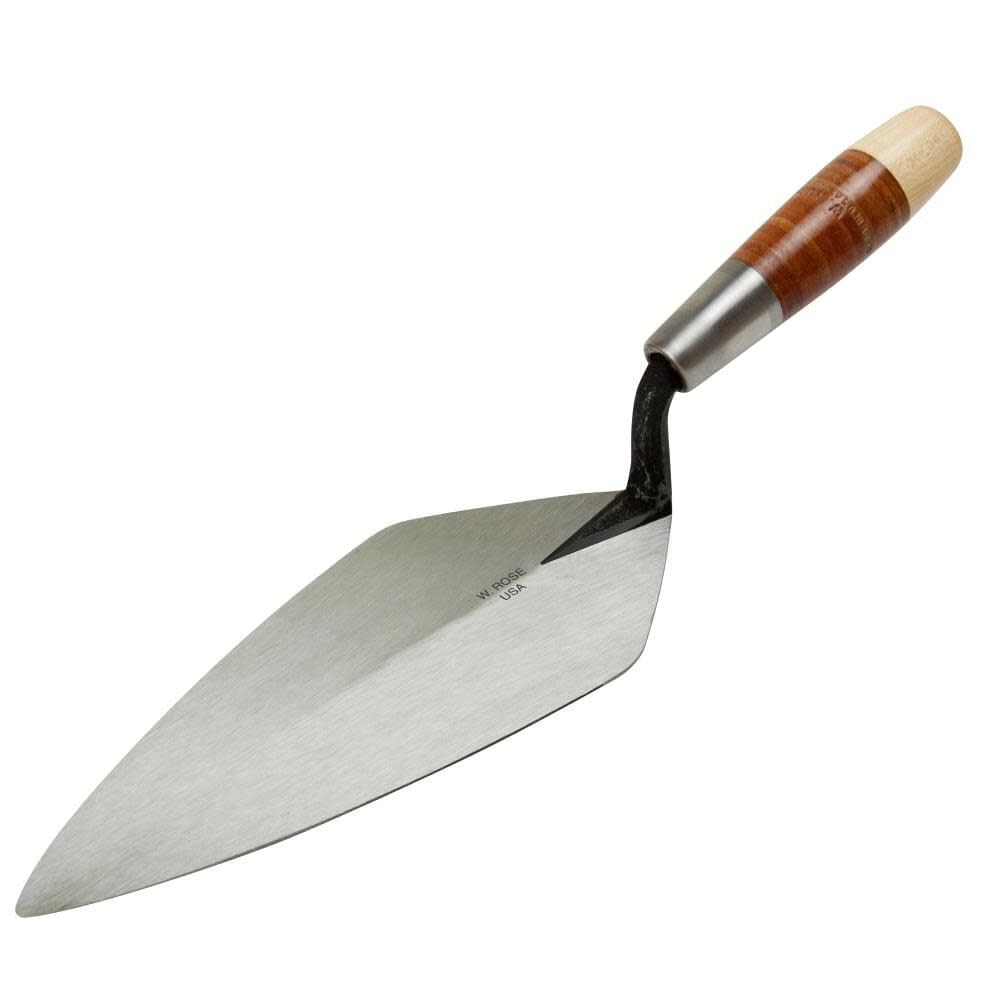 Kraft Tool Co. Silver W. Rose Ro316-10 10" Narrow London Brick Trowel W/Leather Handle