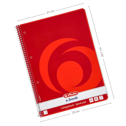 Herlitz Collegeblock x.book A4, Lineatur 22, 80 Blatt, Rand innen, 5 Stück