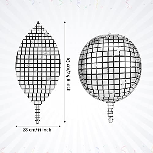 8pcs Disco Ball Balloon Aluminium Foil Silver Balloons Helium Balloon 22 Inch Giant 4D Mirror Metallic Silver Balloons for Christmas 80s 90s Disco Party Birthday Party Decorations