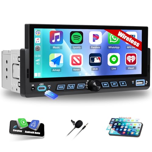 CAMECHO Autoradio 1 Din Wireless Carplay Android...
