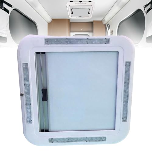 UORDBY Ventana para Caravana,claraboya de 500/700/800x500 mm con luz LED,ventilación de Techo de claraboya Grande para Caravana Trampilla de ventilación de Techo Anti-UV con Red y Parasol 500 * 500mm