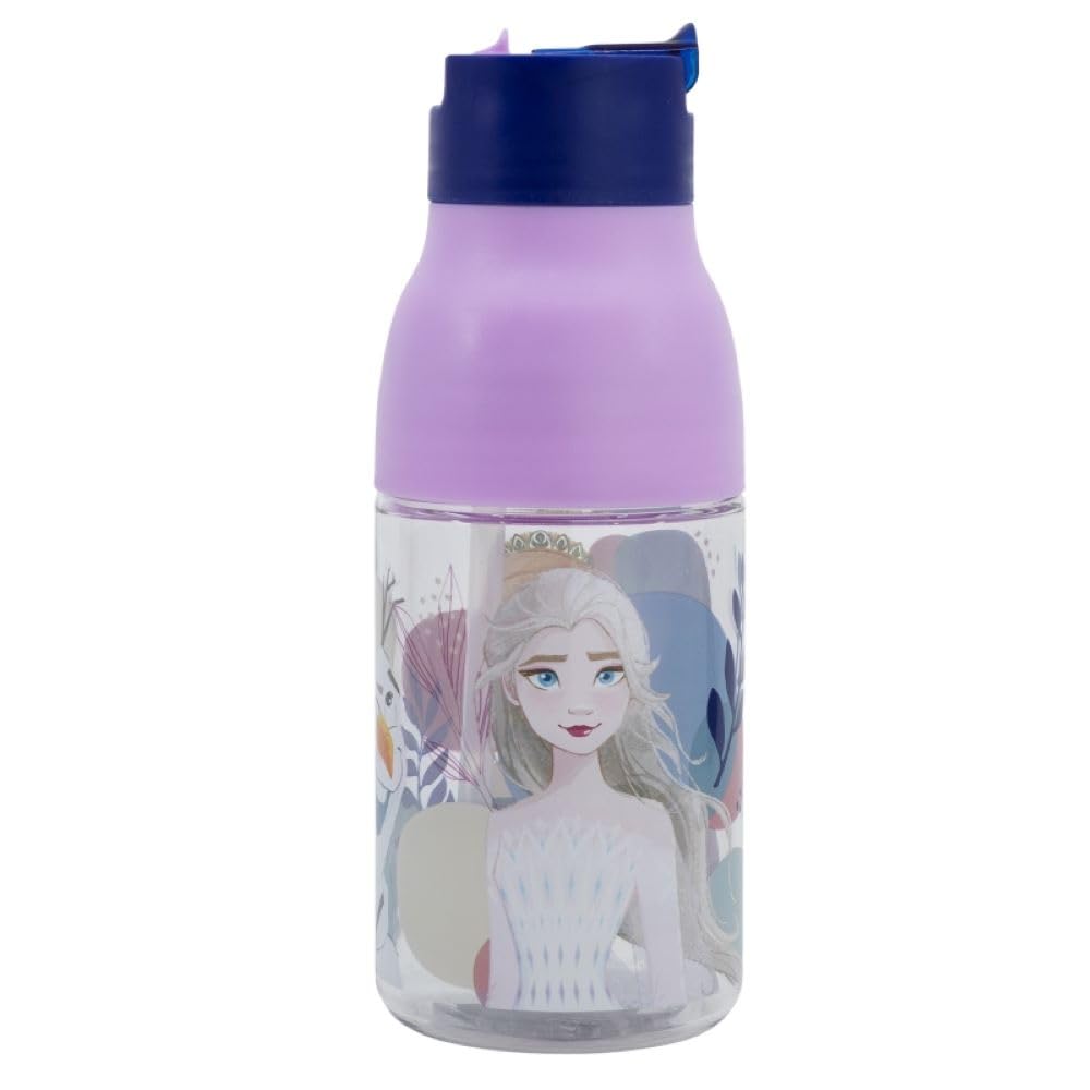 Om Supplies Frozen Characters Reusable Double Opening Sipper Ecozen Bottle 420Ml Non-Drip Stopper With Built In Straw (Frozen)