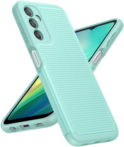 Image of FNTCASE for Samsung Galaxy A14 5G Case: Dual Layer Protective Heavy Duty Cell Phone Cover Shockproof Rugged with Non Slip Textured Back - Military Protection Bumper Tough - 2023, 6.6inch (Mint Green)