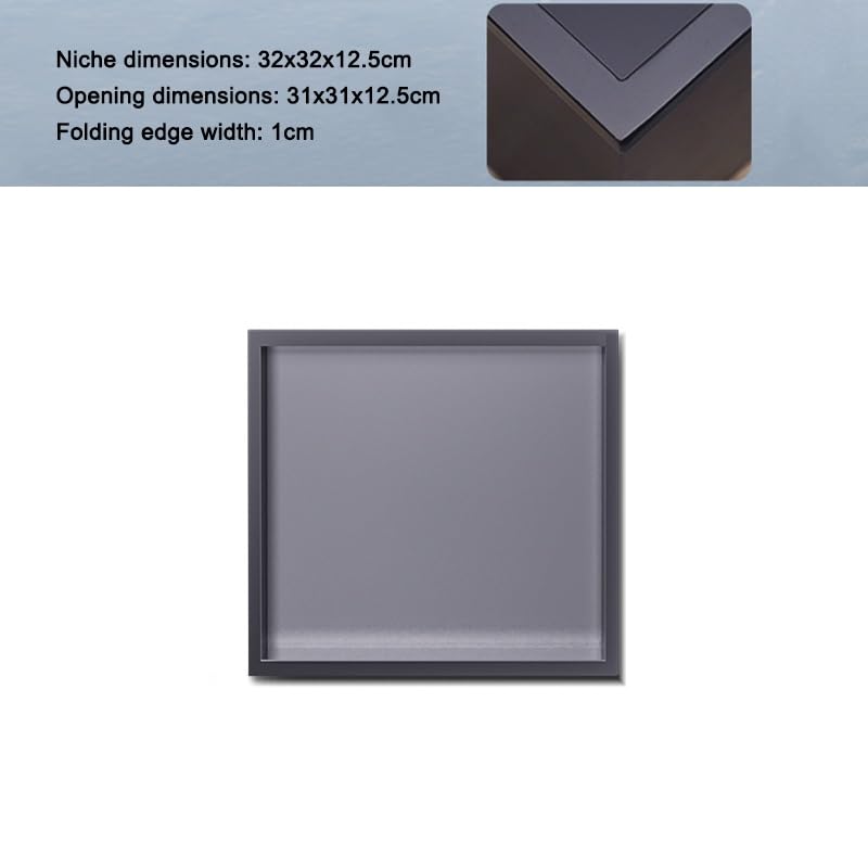 Badezimmerwand aus Edelstahl mit LED-Beleuchtung – 32 x 32 x 12 cm Dusche, Sto Solut, modernes schwarzes Design für Feuchtraum