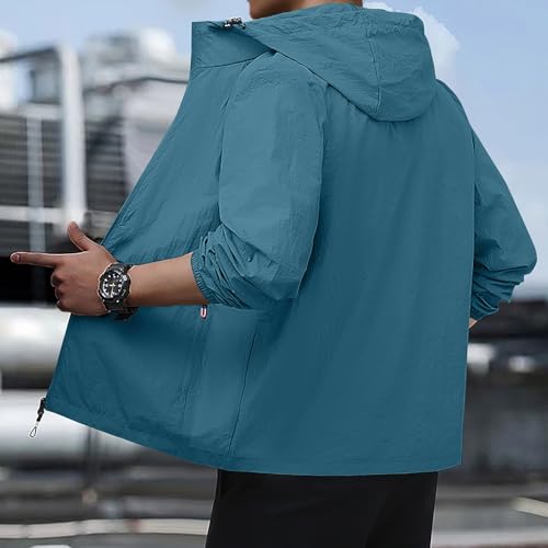 Rain Jacket Men with Hood Lightweight Packable Windbreaker Jackets Zipper Long Sleeve Hiking Waterproof Coats3