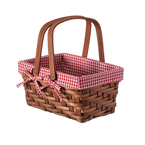 Wickerwise Small Rectangular Woodchip Picnic Baskets