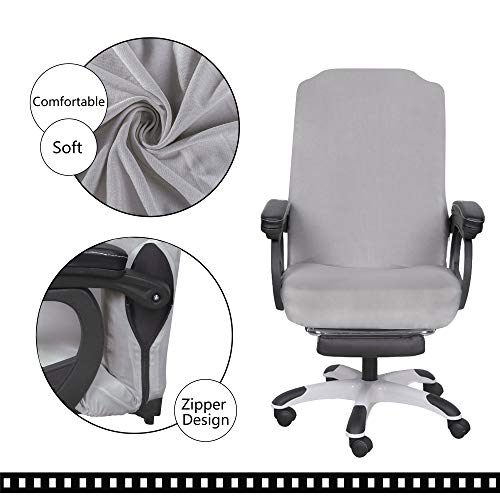 Image of SARAFLORA Office Chair Covers Stretch Washable Computer Chair Slipcovers for Universal Rotating Boss Chair Large Size, Silver Grey