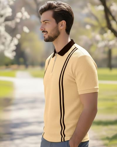 Image of AUSK Men Casual T-Shirt, Texture Printed Half Sleeve Tshirt for Mens, Polo Tshirt for Boys