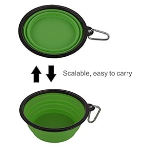 Large Collapsible Dog Bowls, 34oz Portable Foldable Travel Water Bowl Food Dishes with Carabiner Clip for Traveling, Hiking, Walking, 2 Pack (Purple+Green) Large Collapsible Dog Bowls, 34oz Portable Foldable Travel Water Bowl Food Dishes with Carabiner Clip for Traveling, Hiking, Walking, 2 Pack (Purple+Green)