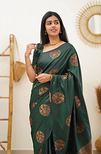 Image of StyleScope Women's Kanjivaram Banarasi Jacquard Silk Saree With Unstitched Blouse Piece (Silk Mix)