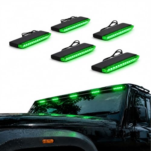 Image of UBH Roof Marker LED Lights For Cars, Trucks, Or Suv 4 X 4 Thar (UFO) (UFO Light 5 Green)