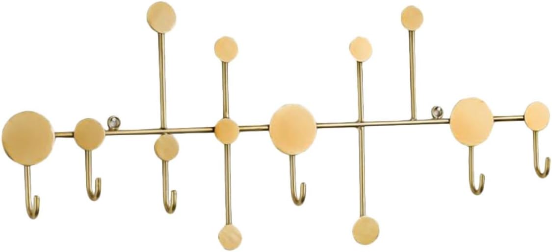 Golden 6-Hook Iron Coat Hooks Wall-Mounted Storage Rack Without Drilling Hanging Organizer for Hats Coats Scarves Bedroom Entryway