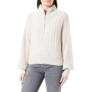 ONLY Damen Strickpullover ONLDoritta Cable Zip High Neck Pulli mit Kragen