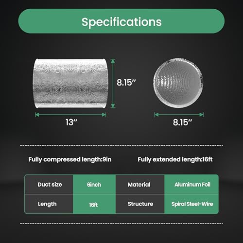 InfiniPower Flexible 8-Inch Aluminum Ducting, Dryer Vent Hose, Heavy-Duty Three-Layer Protection, 25-Feet Long for Heating Cooling Ventilation and Exhaust, Silver by InfiniPower - Image 4