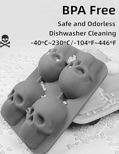 Molde para hielo de silicona calavera 4 cavidades negro miniatura 5