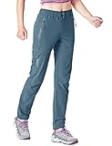 Gopune Women's Hiking Pants Lightweight Quick Dry Water Resistant Elastic Waist Workout Travel Athletic Joggers (Light Blue,M)