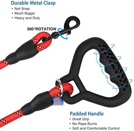 YIHATA Double Dog Leash,No-Tangle & Reflective at Night & Available Shock Absorbing Rubber Handle for Large Medium and Small Dogs
