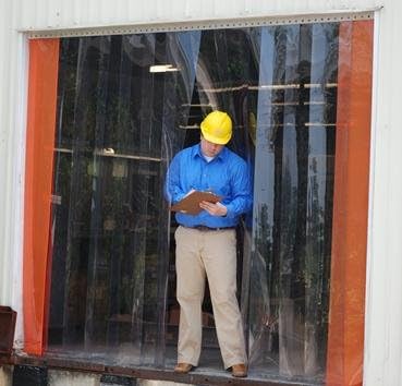 Clearway Door, Forklift Strip Door - With 50 % Overlap, Flsd-86-50, Width X Height (Ft): 8 X 6, Option A: With Orange Strip, Qm-Hd-8080-Wxh-Xx%