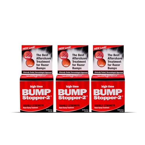 High Time Bump Stopper 2 | Ingrown Hair Treatment After Shave Cream | Razor Bump Treatment | Double Strength Formula | Post Shave Care | 0.5 oz (Pack of 3)