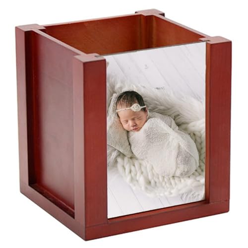 Ocadeau Pot à crayons en bois personnalisé photo – Pot de rangement pour crayons en bois avec photo imprimée – Pot à stylos personnalisable en bois