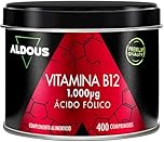 Vitamina B12 e Acido Folico - 400 Compresse (Scorta per +1 Anno) - B12 Vitamina 1000 mcg + Acido Folico 400 mcg - Integratori Stanchezza e Fatica - Integratori Difese Immunitarie - Vegan - ALDOUS