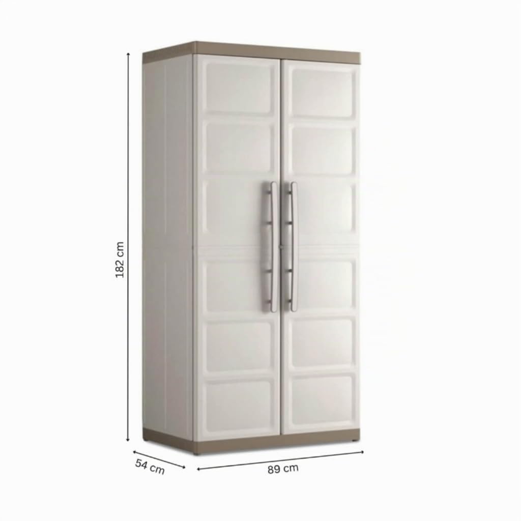 Keter Armadio Alto Excellence XL, 4 Ripiani Regolabili, Beige/Tortora, 89x54x182 H Cm