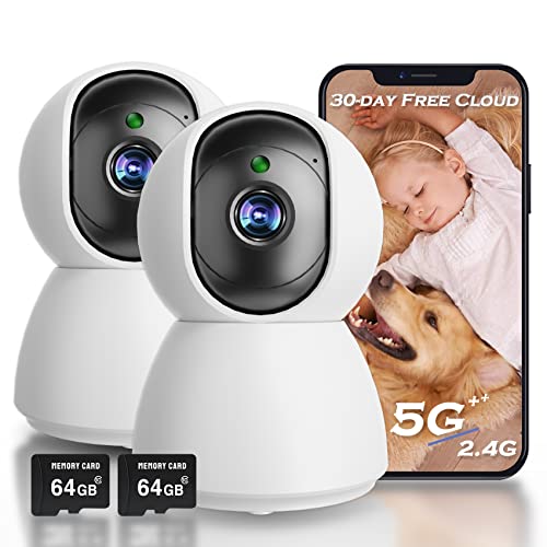4MP Indoor Camera, 2K Security Camera for Baby Monitor, 360° PTZ Wireless Cameras for Home Security, 5G & 2.4G WiFi Pet Camera with Phone App, Night Vision Motion Detection Siren Works with Alexa