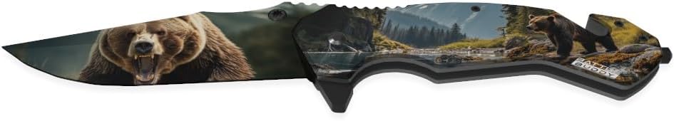 Outdoorsmen Pocket Knife - Outdoor Knives, Wildlife Pocket Knife, Digital Printing On Blade - Hunting Accessories For Men - Cool Folding Knife With Pocket Clip - 420 Stainless Steel Blade - Unique Designs for Outdoorsmen & Collectors