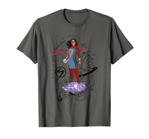 T-shirt Ms. Marvel Hero Scribbles avec motif de bande dessinée imprimé