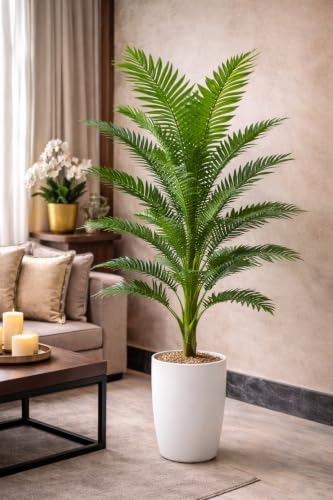 Image of KAYKON 5 Feet Artificial Palm Tree 24 Branch - 1 Trunk Realistic Faux Palm Plant for Home Decor, Office, Hotel, Living Room Decoration (Vase Not Included)