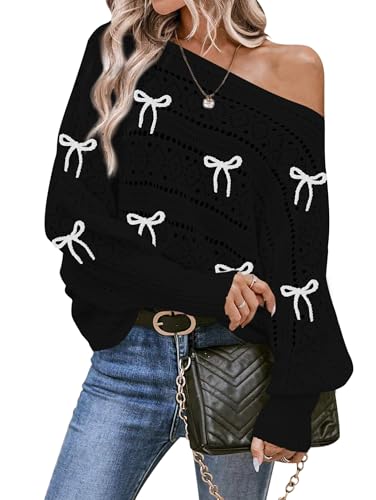 Cakulo Womens Off Shoulder Sweater Top Fall Outfits 2025 Oversized