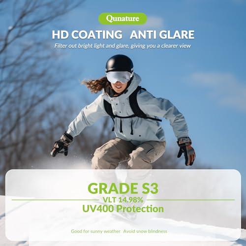 Qunature Kids Ski Goggles OTG Snow Goggles Anti-Fog Spherical Dual Lens UV400 Panda Design for Boys & Girls Junior 6-14 Ski Glasses Snowboard Goggles Skiing Skating Snowmobiles - Image 3