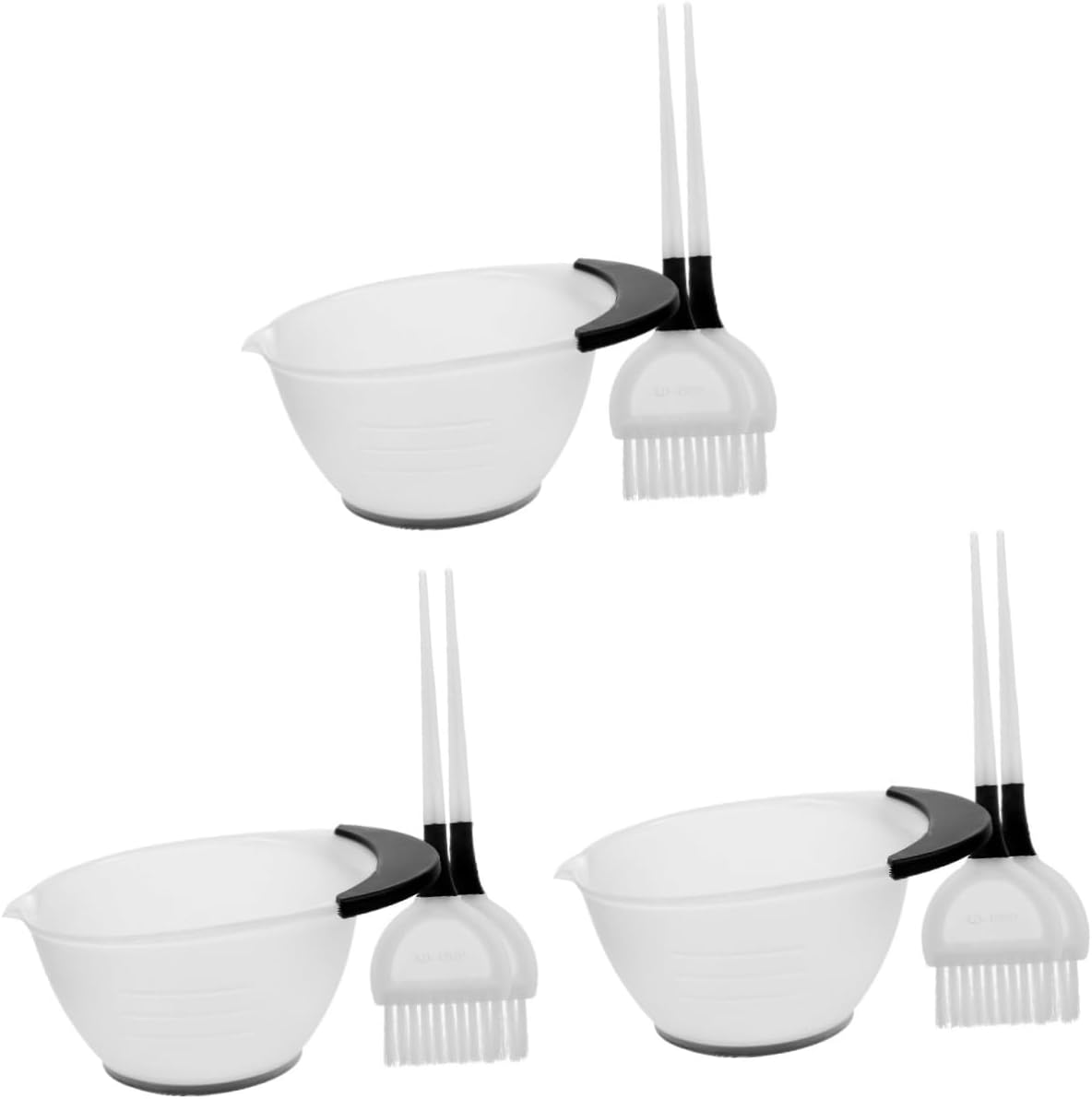3sets Hair Dye Bowl Brushes for Salon Home Use Professional Hair Coloring Kit Includes White Bowl Brushes for Treatments Applications