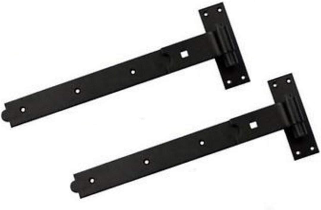 Cranked Gate Hinges - Black Heavy Duty Hook and Band Stable Farm - 400mm (16") - 1 Pair