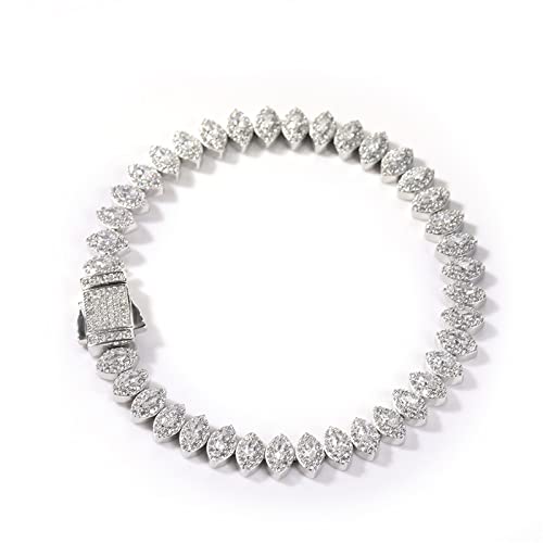 ICEDIAMOND Trendy Cluster Sparkling Marquise-cut CZ Diamond Tennis Chain Bracelet, Gold Plated Iced Out Hip Hop Charm Jewelry for Men Women