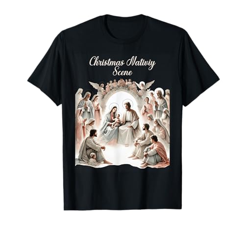 Colorido Belén de Navidad Nacimiento de Cristo Camiseta