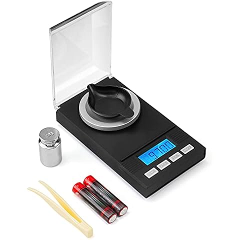 Ventvinal Feinwaage 0,001g, 50g/0,001g Digital Briefwaage, Taschenwaage ein 50g Kalibriergewicht, mit LCD Display, Präzisionswaage mit 6 Einheiten Konvertierung, Tara-Funktion, PCS Funktion Cover
