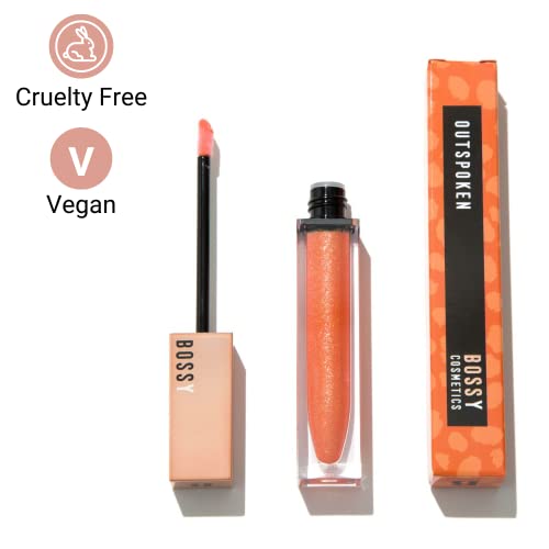 Bossy Cosmetics Vegan Lip Gloss For Soft Lips, Plumping, Hydrating Non-Stick Lipgloss For Women, Provides Maximum Shine, Paraben And Cruelty Free (Outspoken - Warm Orange Color) #TOP5